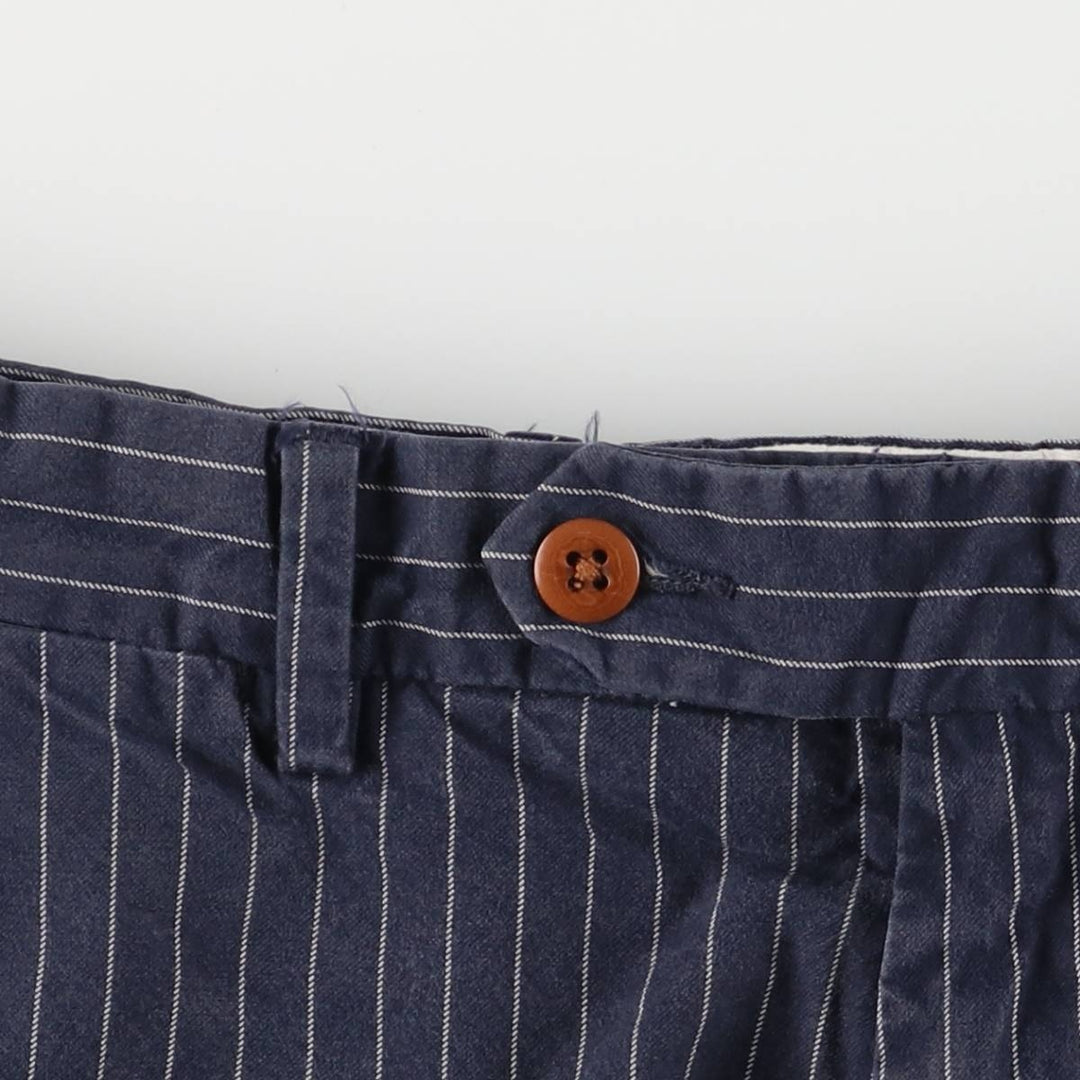 Ralph Lauren POLO by Ralph Lauren Stripe Pattern Cotton Shorts, Half Pants, Men's, W34 equivalent cotton navy blue type Vintage Second Hand