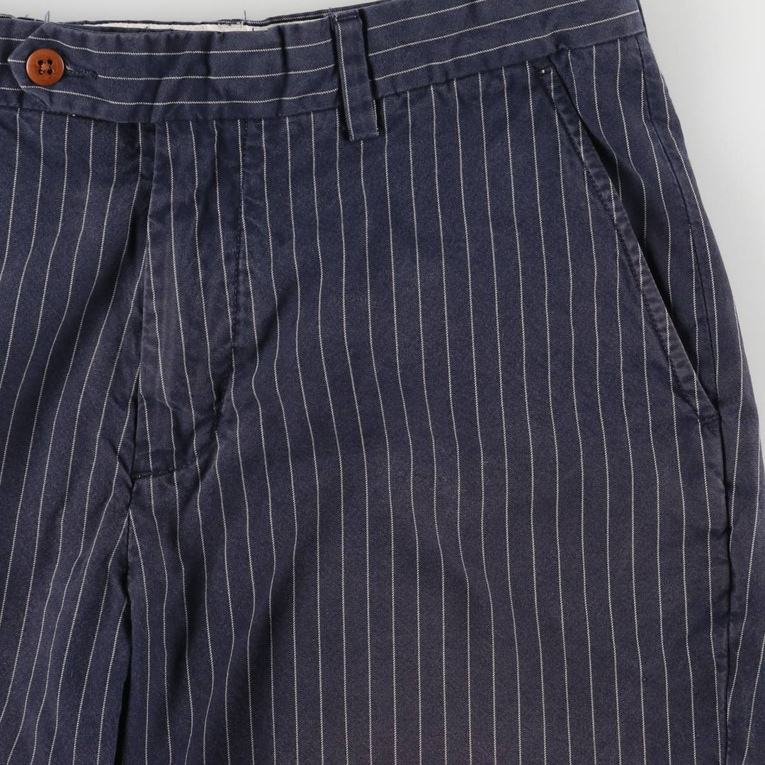 Ralph Lauren POLO by Ralph Lauren Stripe Pattern Cotton Shorts, Half Pants, Men's, W34 equivalent cotton navy blue type Vintage Second Hand