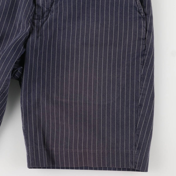Ralph Lauren POLO by Ralph Lauren Stripe Pattern Cotton Shorts, Half Pants, Men's, W34 equivalent cotton navy blue type Vintage Second Hand