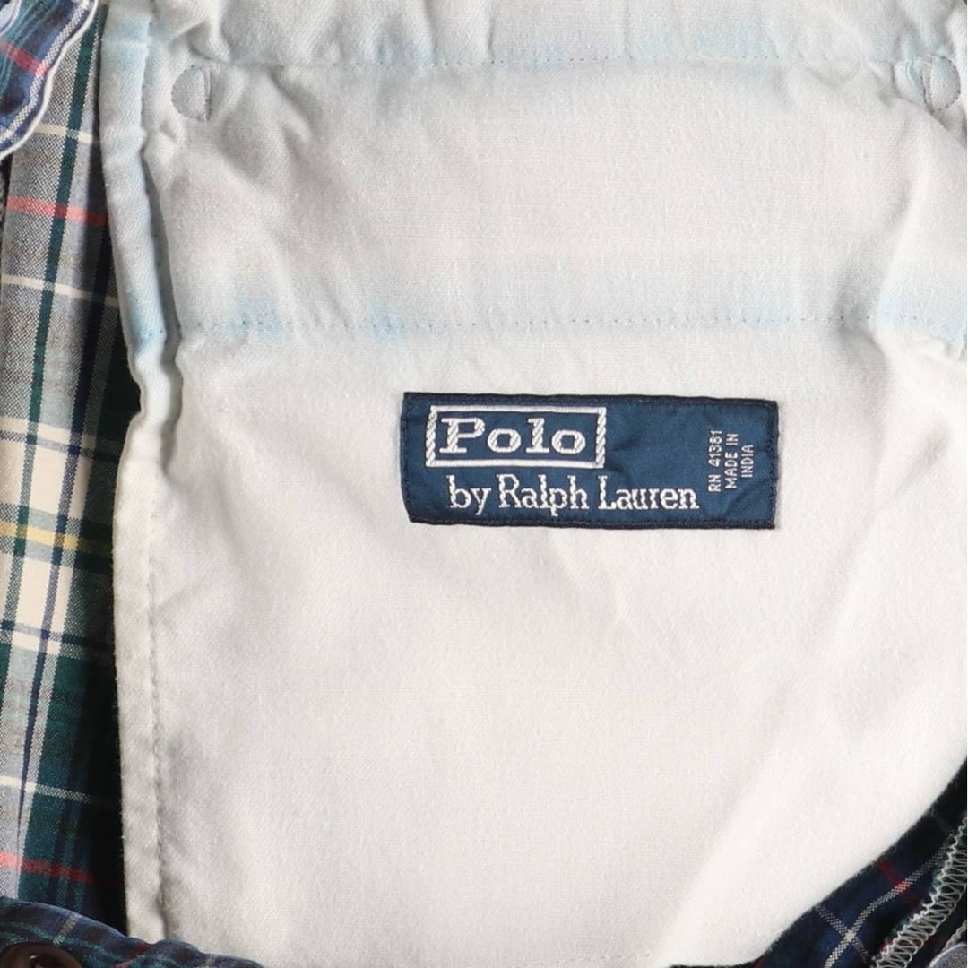 Ralph Lauren POLO by Ralph Lauren Madras Check Cotton Shorts, Half Pants, Men's, W37 equivalent cotton blue type Vintage Second Hand