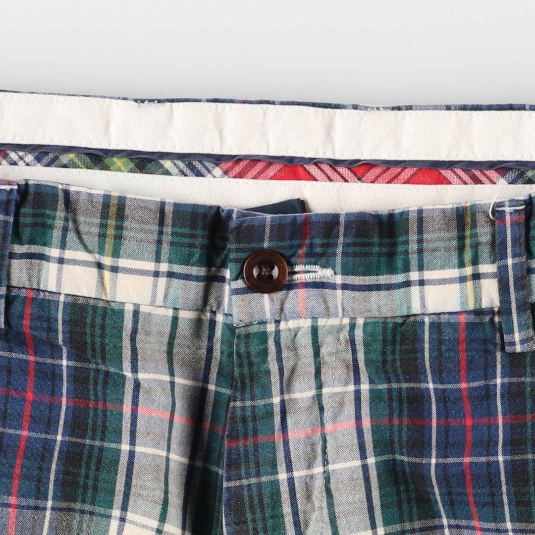 Ralph Lauren POLO by Ralph Lauren Madras Check Cotton Shorts, Half Pants, Men's, W37 equivalent cotton blue type Vintage Second Hand