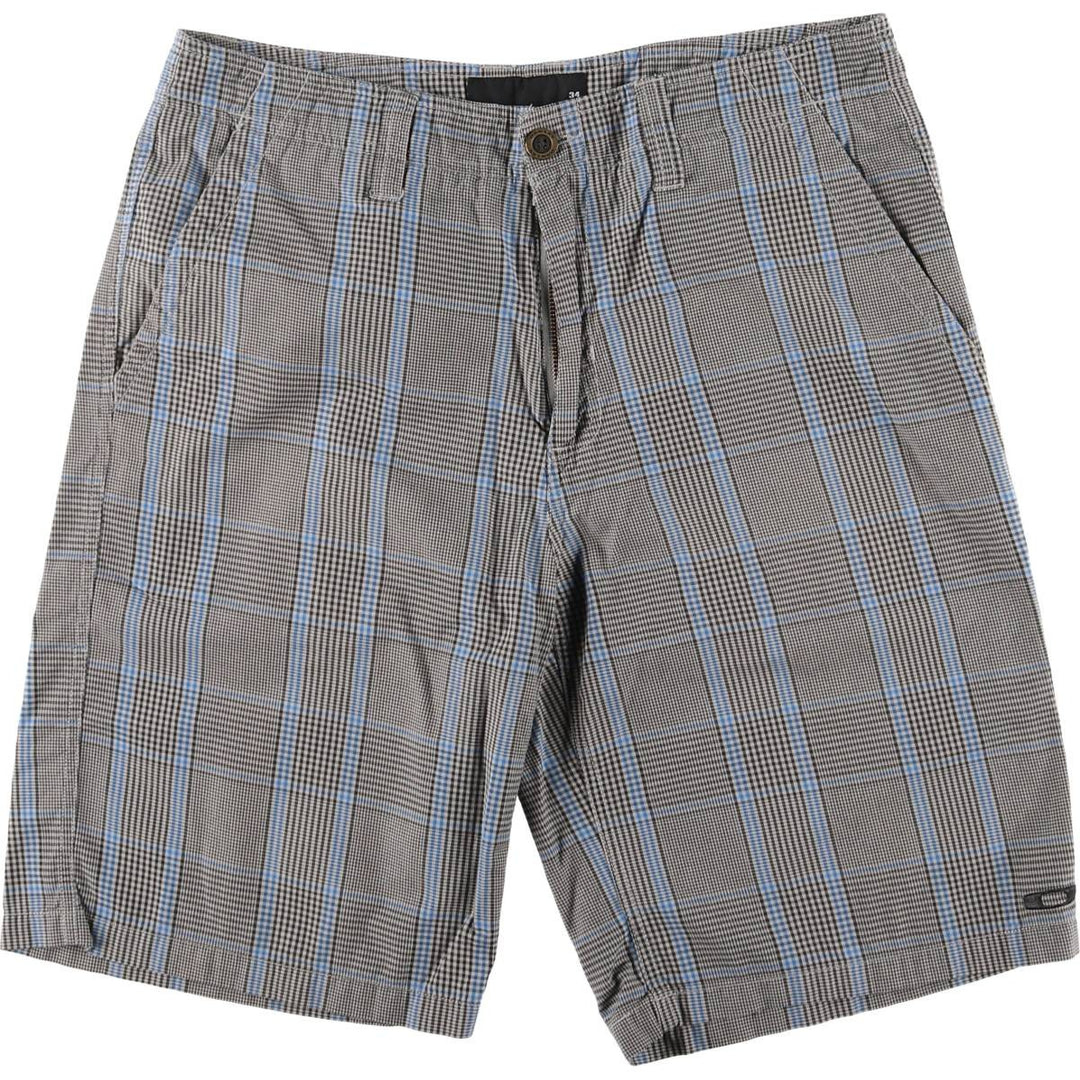 Oakley Check Pattern Cotton Shorts, Half Pants, Men's, W36 equivalent cotton gray type Vintage Second Hand