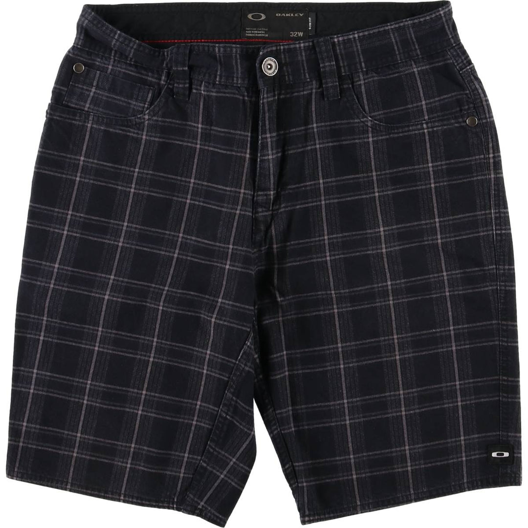 Oakley OAKLEY OAKLEY SLIM FIT Check Pattern Cotton Shorts Short Pants Men's W32 equivalent cotton black type Vintage Second Hand