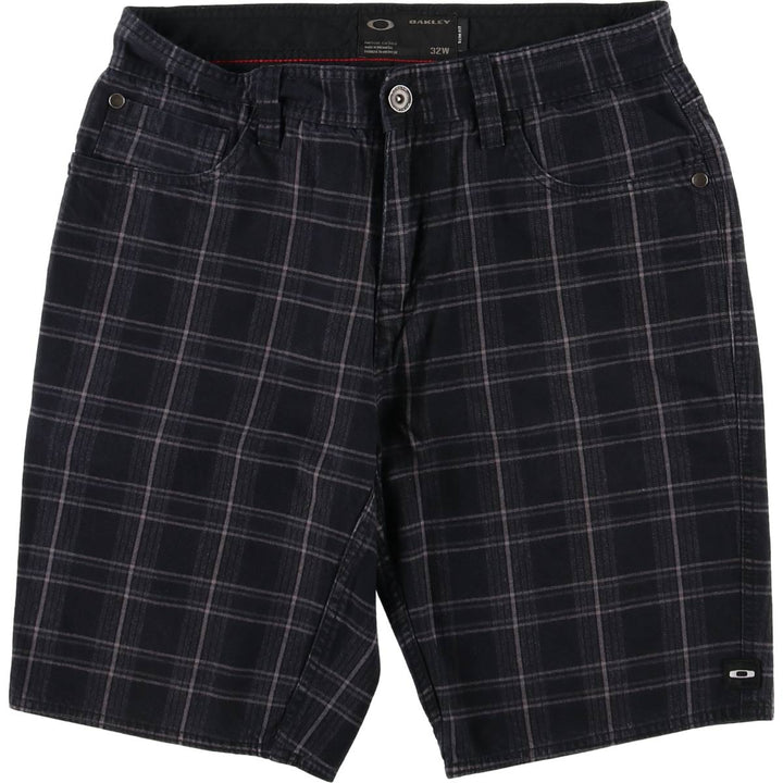Oakley OAKLEY OAKLEY SLIM FIT Check Pattern Cotton Shorts Short Pants Men's W32 equivalent cotton black type Vintage Second Hand