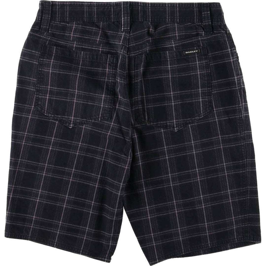 Oakley OAKLEY OAKLEY SLIM FIT Check Pattern Cotton Shorts Short Pants Men's W32 equivalent cotton black type Vintage Second Hand