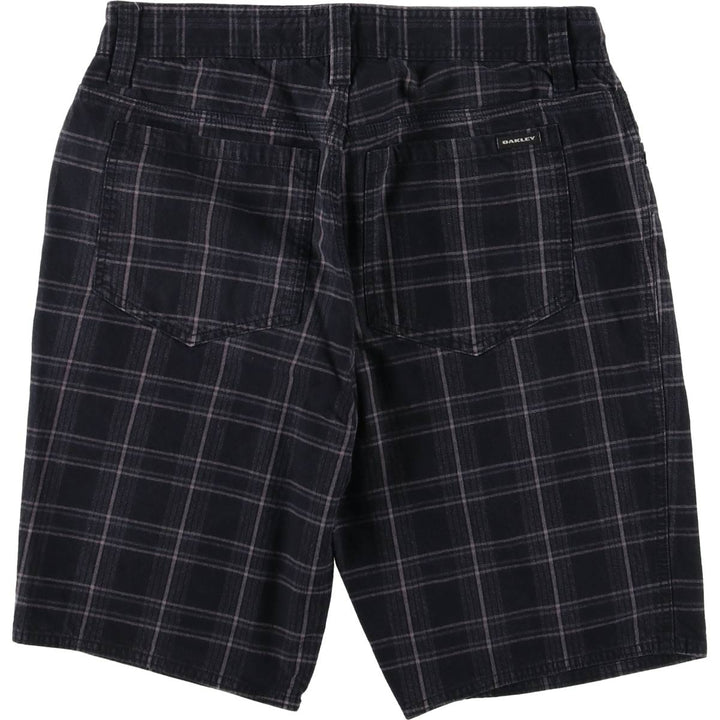 Oakley OAKLEY OAKLEY SLIM FIT Check Pattern Cotton Shorts Short Pants Men's W32 equivalent cotton black type Vintage Second Hand