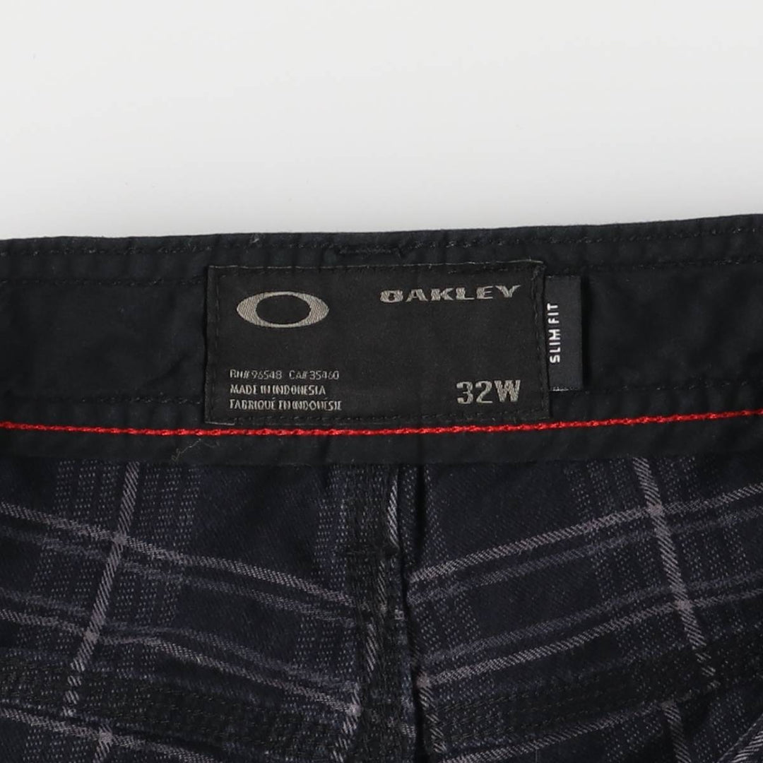 Oakley OAKLEY OAKLEY SLIM FIT Check Pattern Cotton Shorts Short Pants Men's W32 equivalent cotton black type Vintage Second Hand