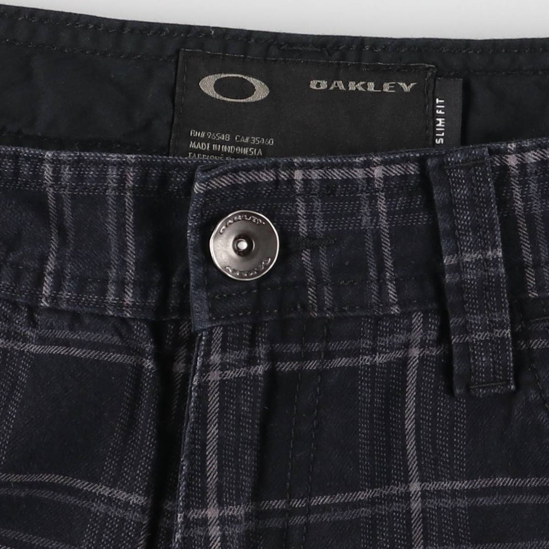 Oakley OAKLEY OAKLEY SLIM FIT Check Pattern Cotton Shorts Short Pants Men's W32 equivalent cotton black type Vintage Second Hand