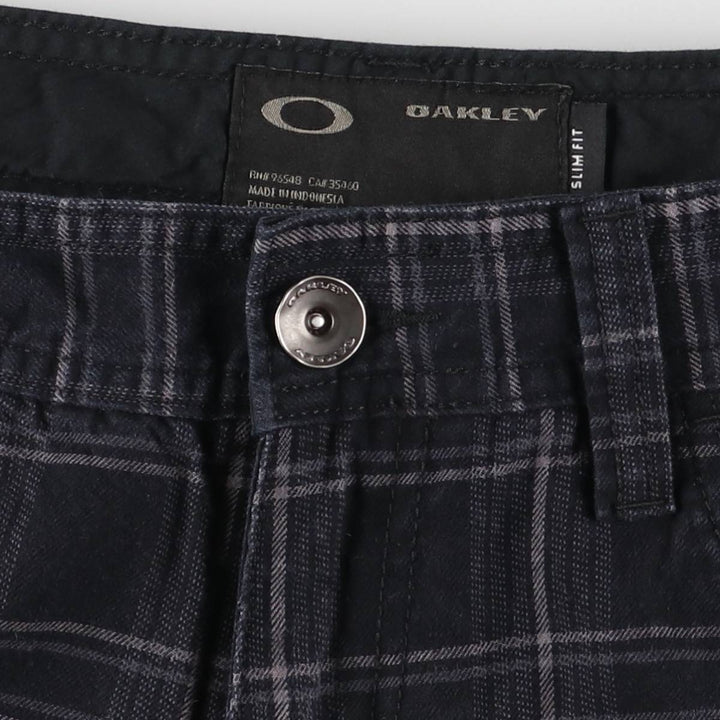 Oakley OAKLEY OAKLEY SLIM FIT Check Pattern Cotton Shorts Short Pants Men's W32 equivalent cotton black type Vintage Second Hand