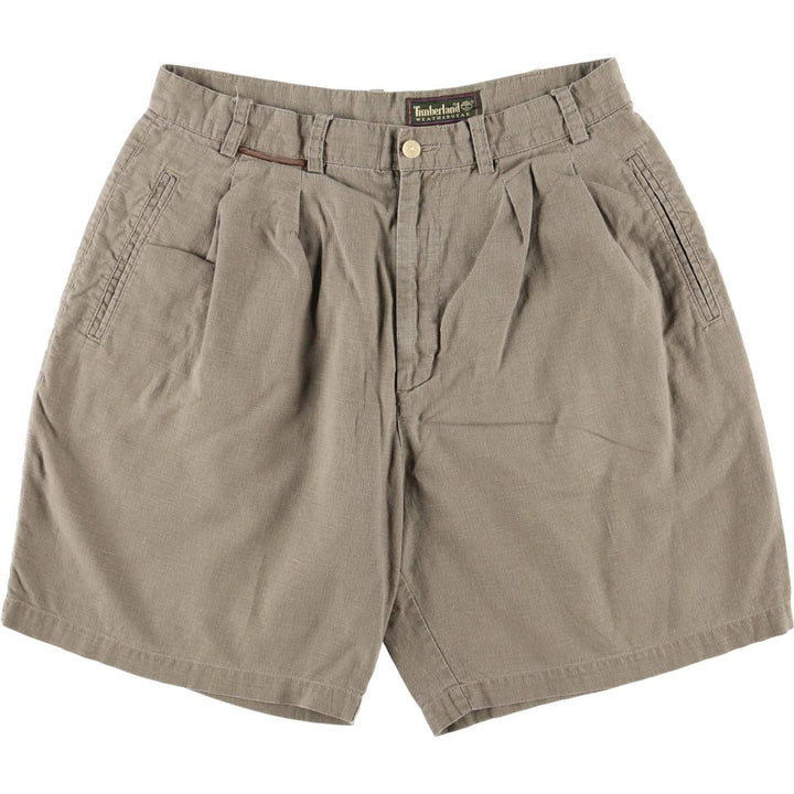 90'S Timberland WEATHERGEAR Two-pleat Linen Shorts, Men's, W34 equivalent, Vintage linen Beige type Vintage Second Hand