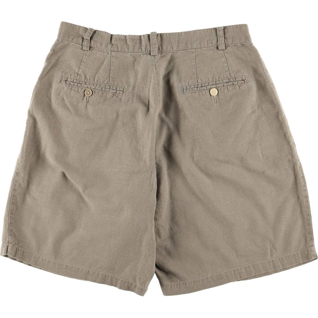 90'S Timberland WEATHERGEAR Two-pleat Linen Shorts, Men's, W34 equivalent, Vintage linen Beige type Vintage Second Hand