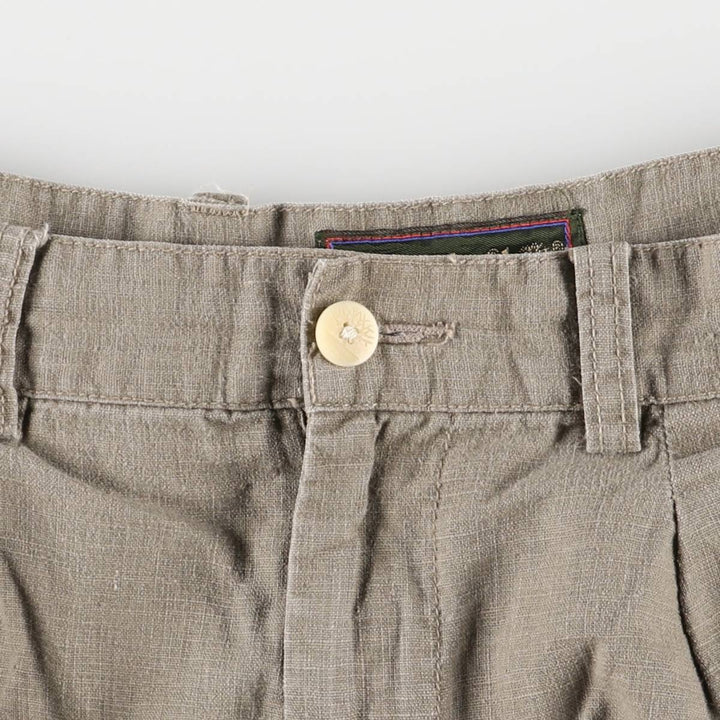 90'S Timberland WEATHERGEAR Two-pleat Linen Shorts, Men's, W34 equivalent, Vintage linen Beige type Vintage Second Hand