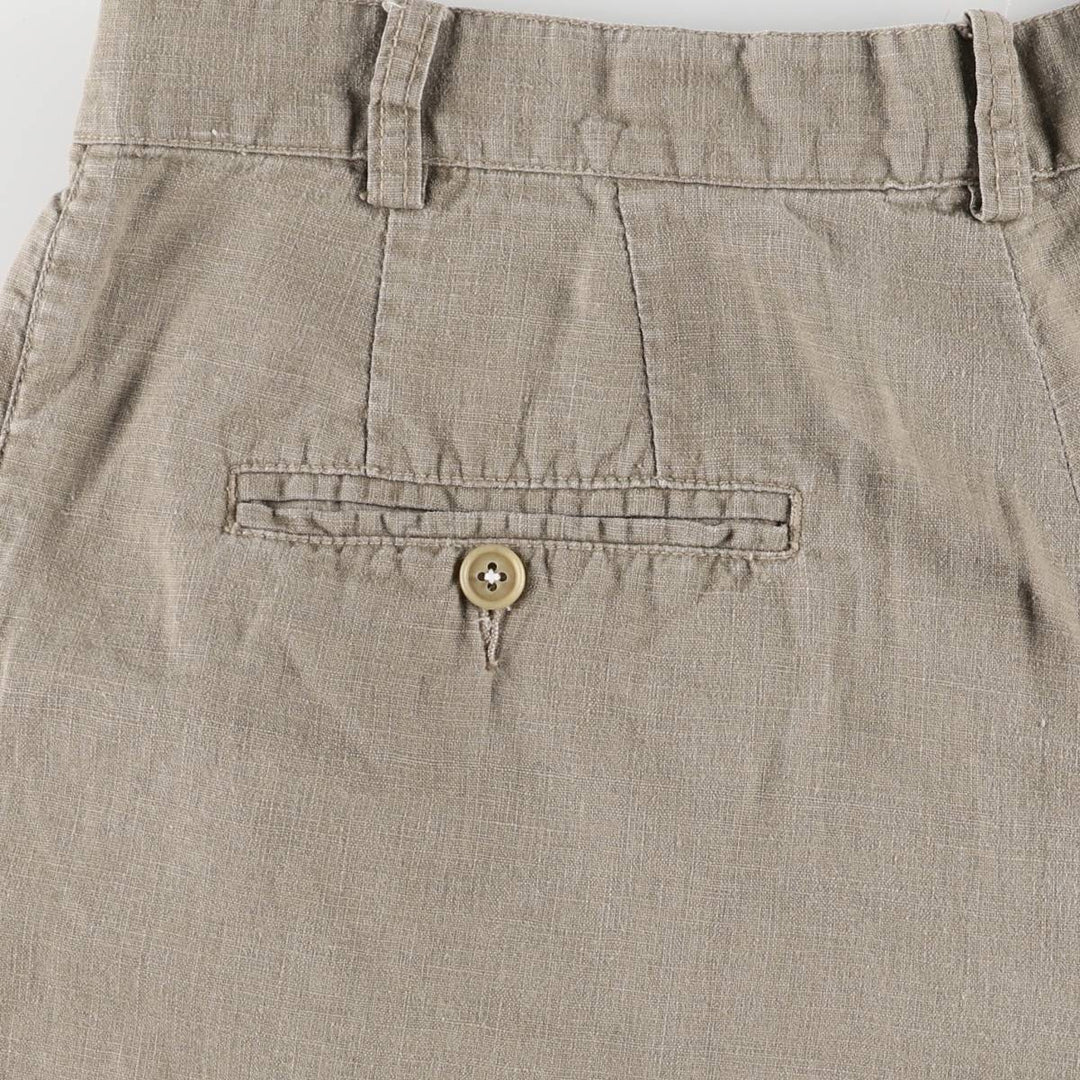90'S Timberland WEATHERGEAR Two-pleat Linen Shorts, Men's, W34 equivalent, Vintage linen Beige type Vintage Second Hand