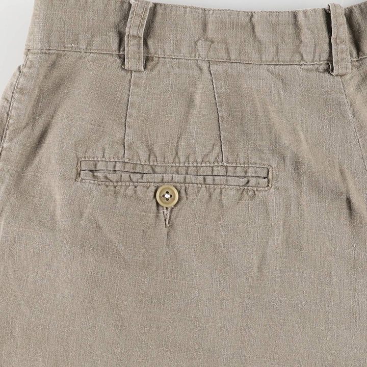90'S Timberland WEATHERGEAR Two-pleat Linen Shorts, Men's, W34 equivalent, Vintage linen Beige type Vintage Second Hand