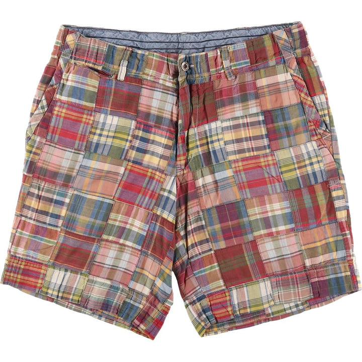 POLO by Ralph Lauren Check Pattern Patchwork Cotton Shorts Short Pants Men's W37 cotton red type reddish brown Vintage Second Hand