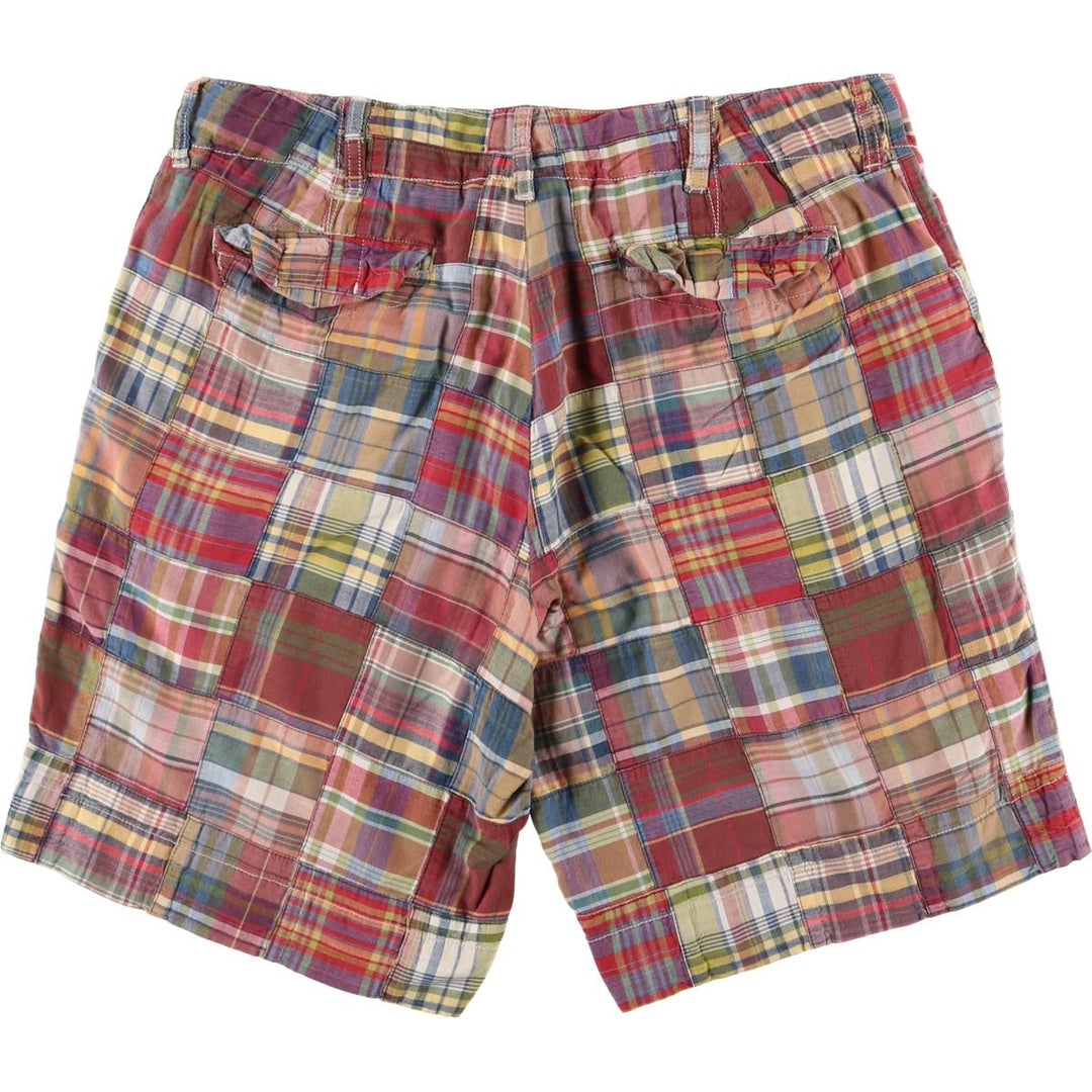 POLO by Ralph Lauren Check Pattern Patchwork Cotton Shorts Short Pants Men's W37 cotton red type reddish brown Vintage Second Hand