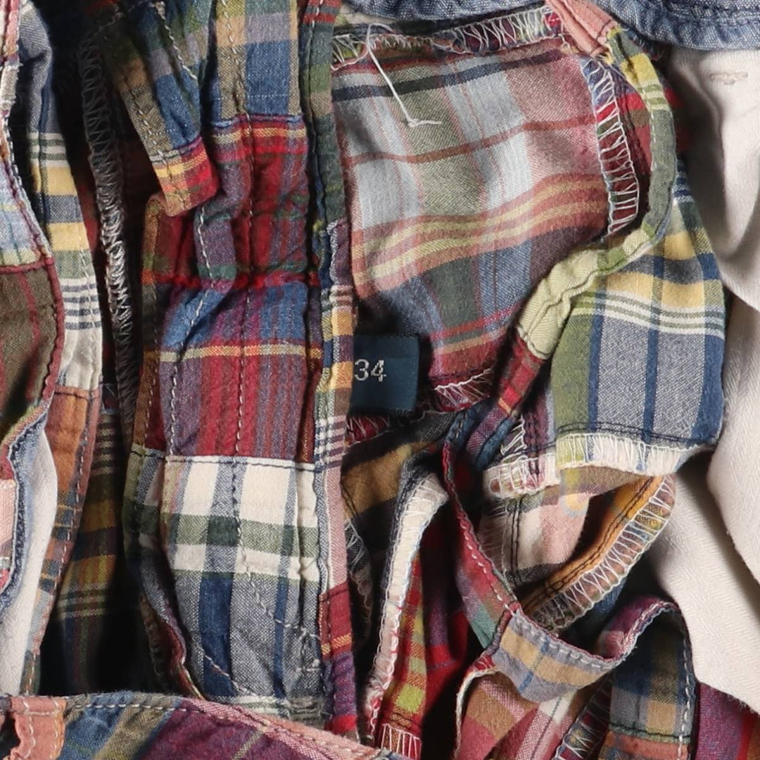 POLO by Ralph Lauren Check Pattern Patchwork Cotton Shorts Short Pants Men's W37 cotton red type reddish brown Vintage Second Hand