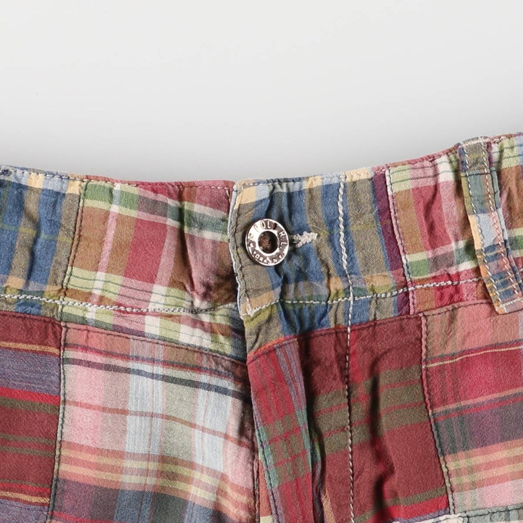 POLO by Ralph Lauren Check Pattern Patchwork Cotton Shorts Short Pants Men's W37 cotton red type reddish brown Vintage Second Hand