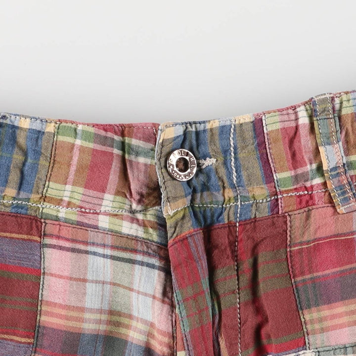 POLO by Ralph Lauren Check Pattern Patchwork Cotton Shorts Short Pants Men's W37 cotton red type reddish brown Vintage Second Hand