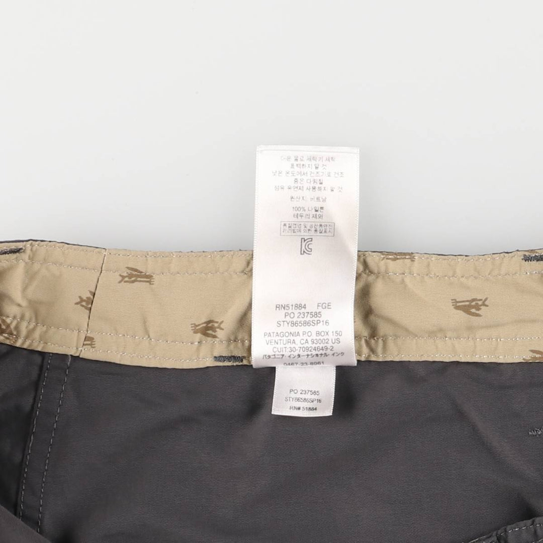 Patagonia 86586SP16 Nylon Shorts, Short Pants, Men's, W35 equivalent Nylon gray type Vintage Second Hand