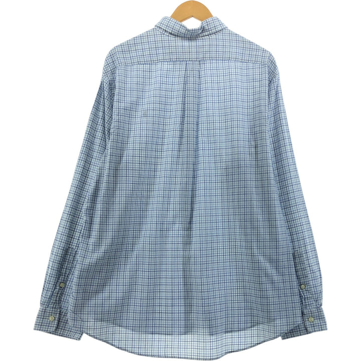 Ralph Lauren long sleeve button down check shirt, men's XXL size cotton blue type Vintage Second Hand