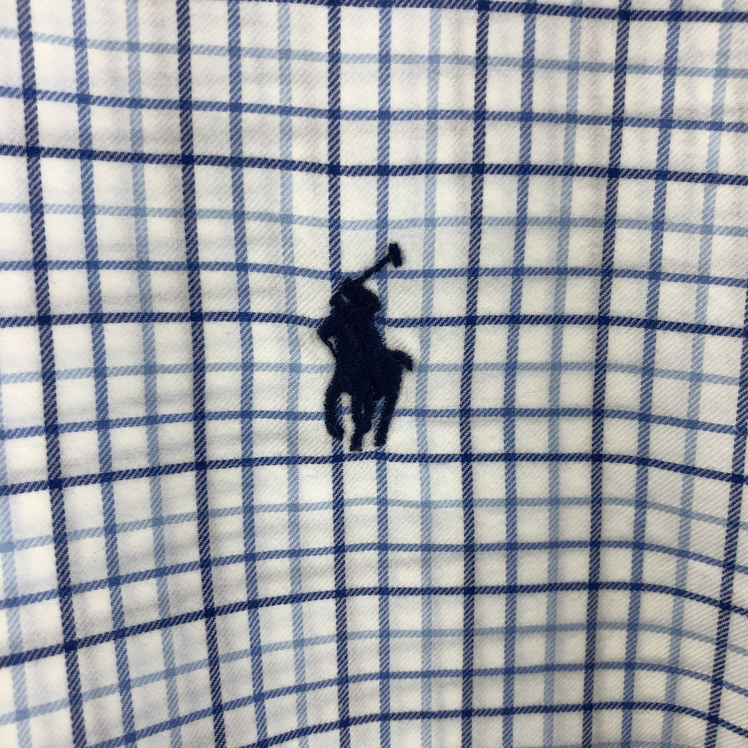 Ralph Lauren long sleeve button down check shirt, men's XXL size cotton blue type Vintage Second Hand