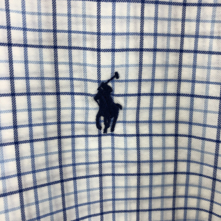 Ralph Lauren long sleeve button down check shirt, men's XXL size cotton blue type Vintage Second Hand