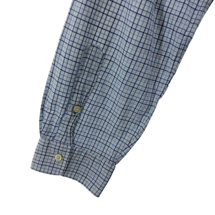 Ralph Lauren long sleeve button down check shirt, men's XXL size cotton blue type Vintage Second Hand