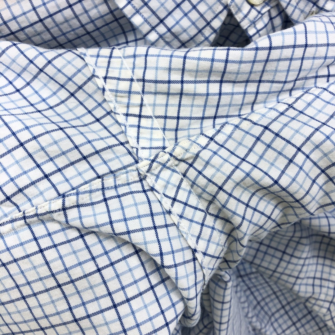 Ralph Lauren long sleeve button down check shirt, men's XXL size cotton blue type Vintage Second Hand