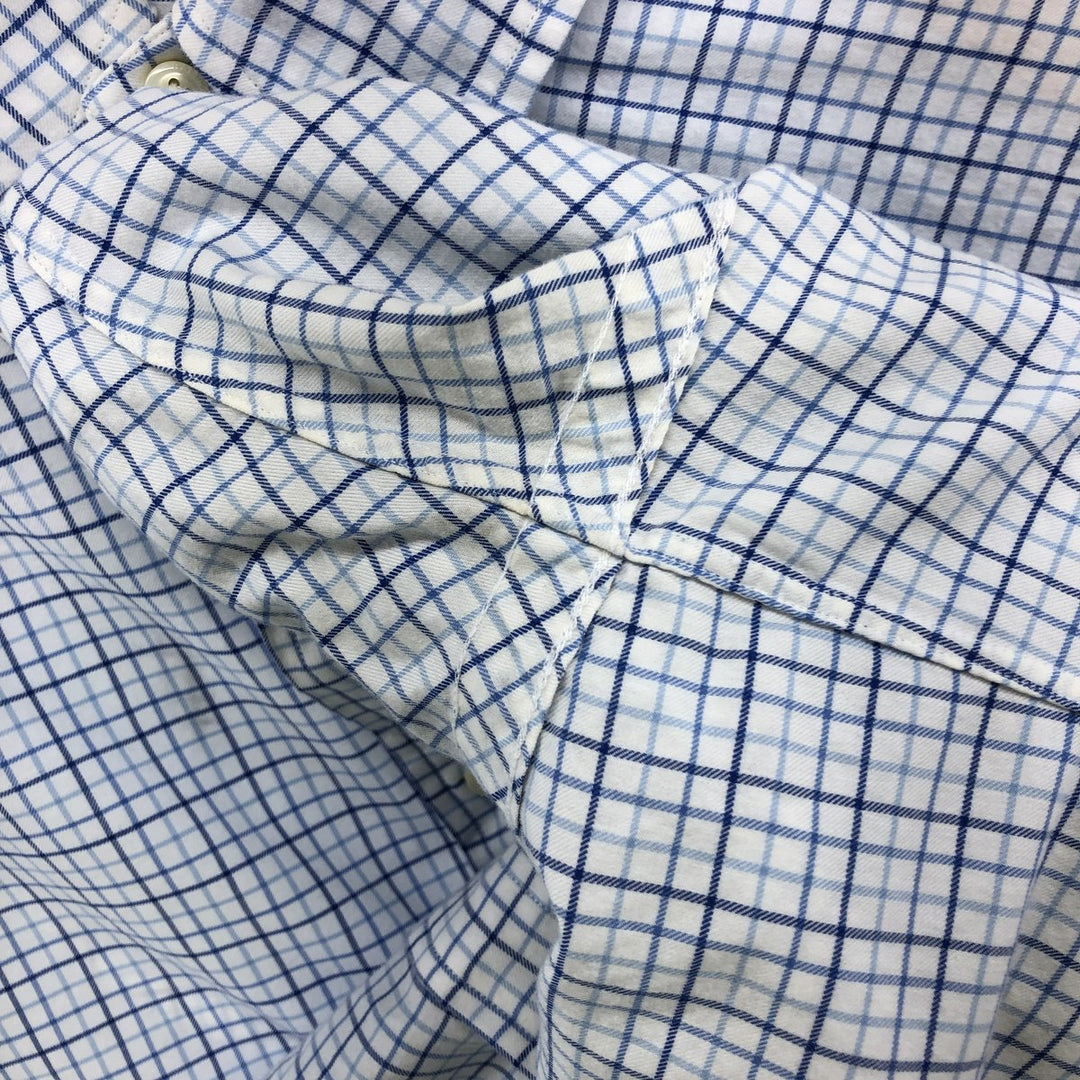 Ralph Lauren long sleeve button down check shirt, men's XXL size cotton blue type Vintage Second Hand