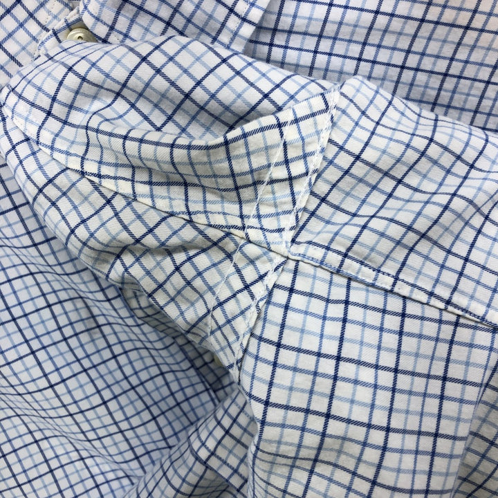 Ralph Lauren long sleeve button down check shirt, men's XXL size cotton blue type Vintage Second Hand