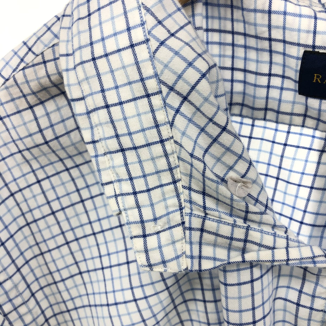 Ralph Lauren long sleeve button down check shirt, men's XXL size cotton blue type Vintage Second Hand