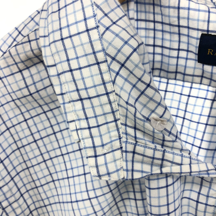 Ralph Lauren long sleeve button down check shirt, men's XXL size cotton blue type Vintage Second Hand