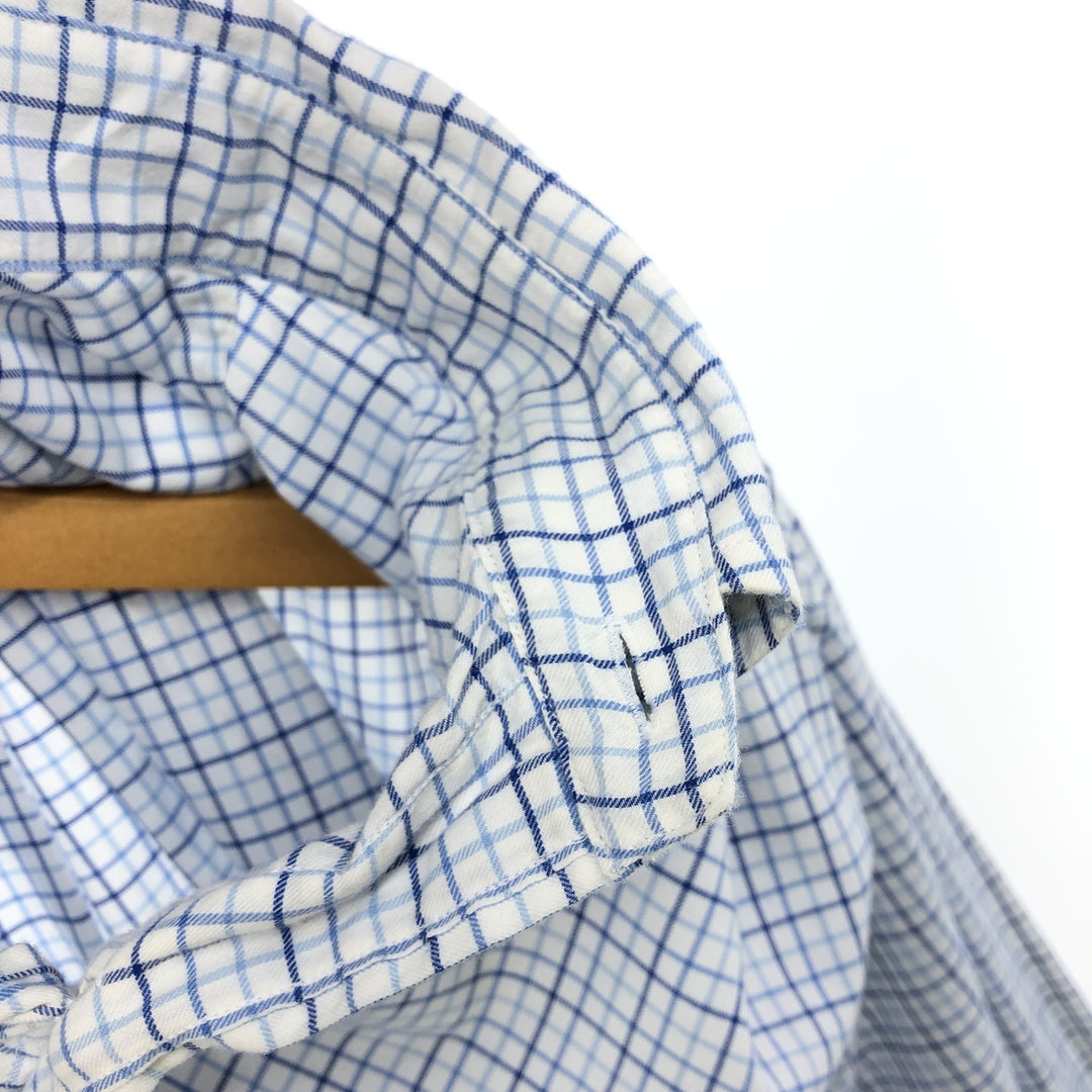 Ralph Lauren long sleeve button down check shirt, men's XXL size cotton blue type Vintage Second Hand