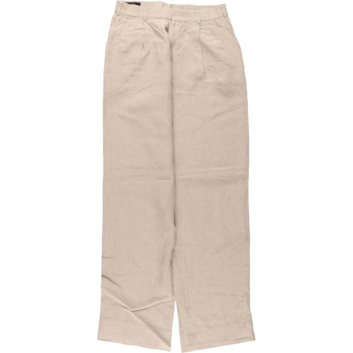 Brooks Brothers Two-pleat linen pants, made in the USA, women's size L (w28) linen Beige type Vintage Second Hand
