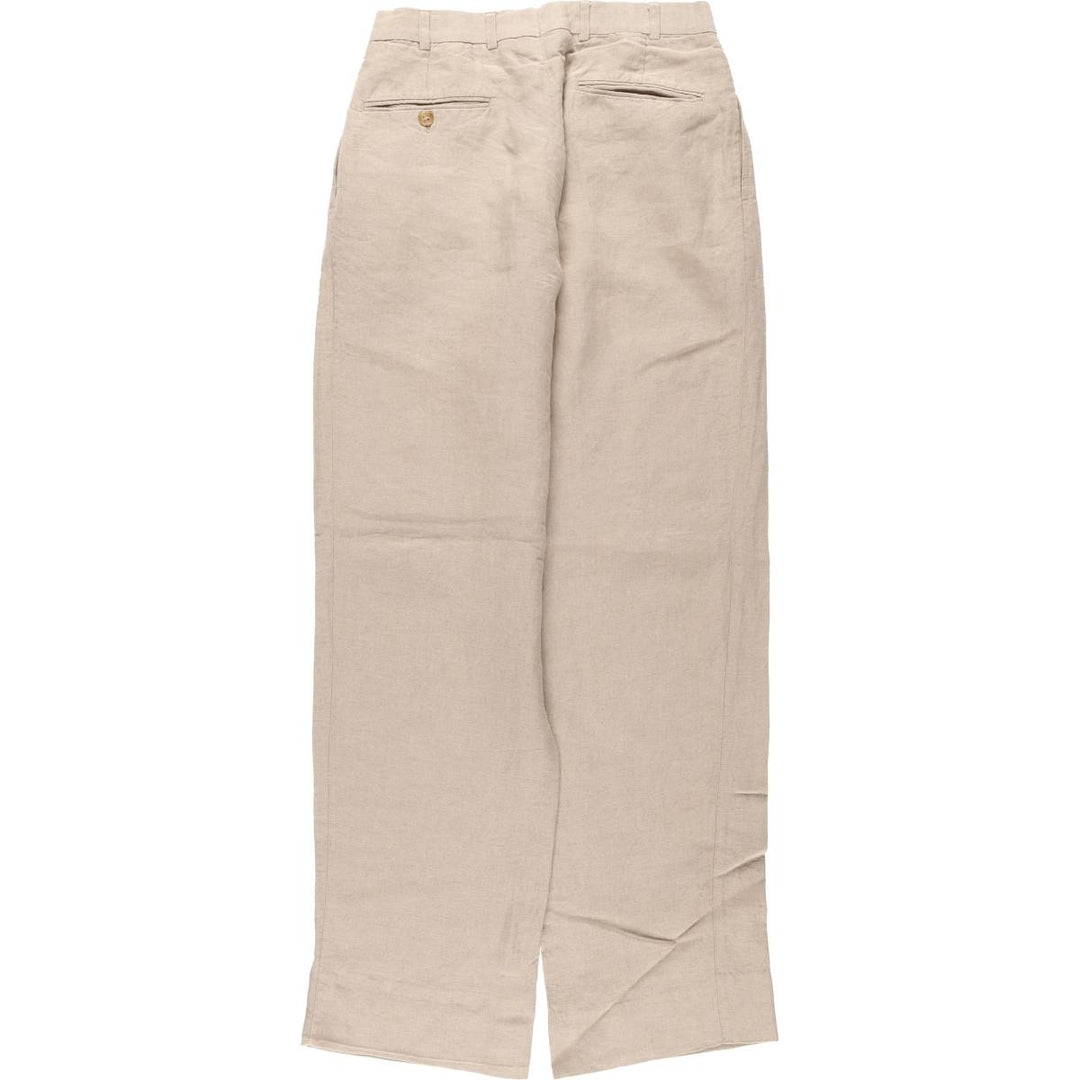 Brooks Brothers Two-pleat linen pants, made in the USA, women's size L (w28) linen Beige type Vintage Second Hand