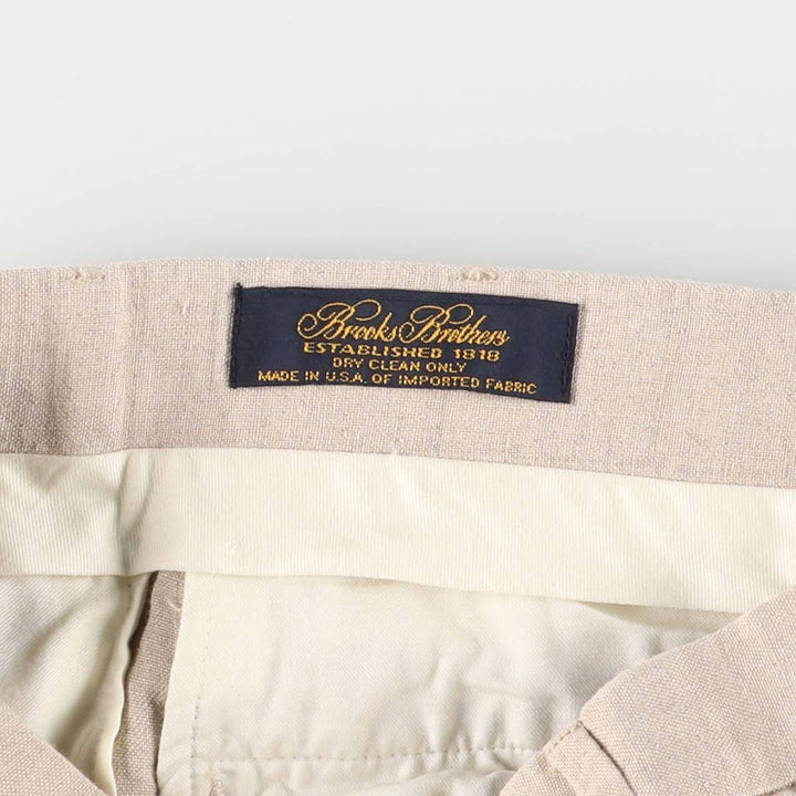 Brooks Brothers Two-pleat linen pants, made in the USA, women's size L (w28) linen Beige type Vintage Second Hand