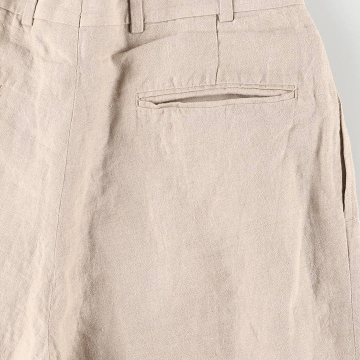 Brooks Brothers Two-pleat linen pants, made in the USA, women's size L (w28) linen Beige type Vintage Second Hand