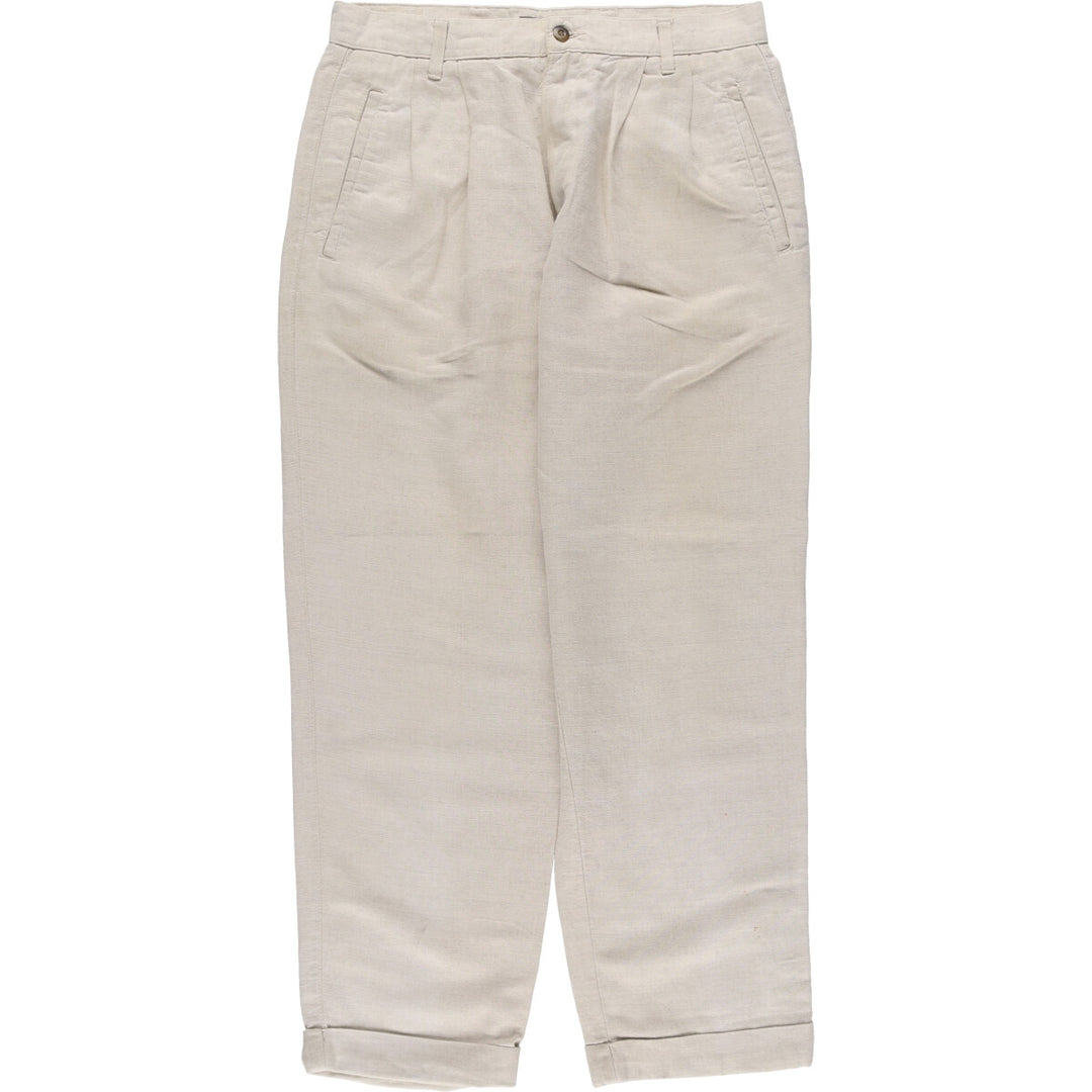 90'S Dockers Khakis Two-pleat Linen x Cotton Pants Slacks Men's W32 Vintage linen Beige type Vintage Second Hand