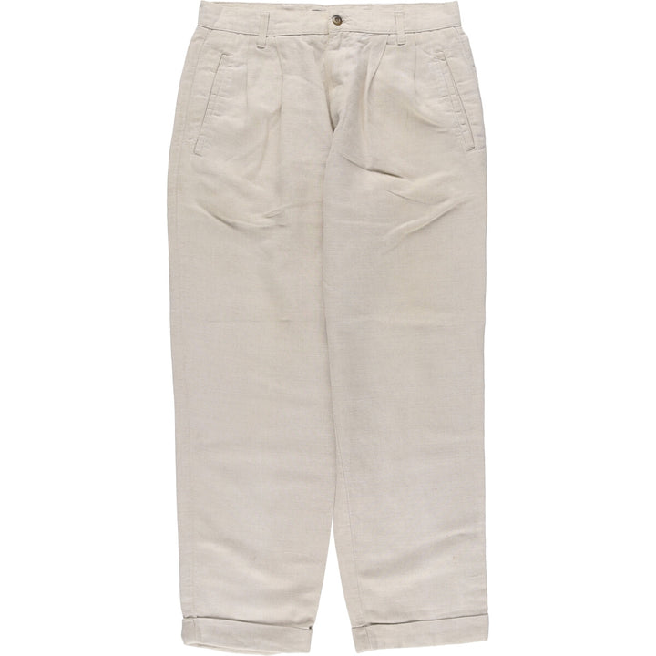 90'S Dockers Khakis Two-pleat Linen x Cotton Pants Slacks Men's W32 Vintage linen Beige type Vintage Second Hand