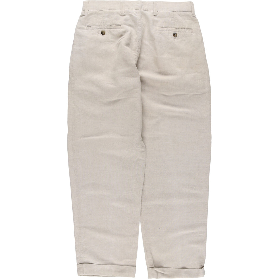90'S Dockers Khakis Two-pleat Linen x Cotton Pants Slacks Men's W32 Vintage linen Beige type Vintage Second Hand