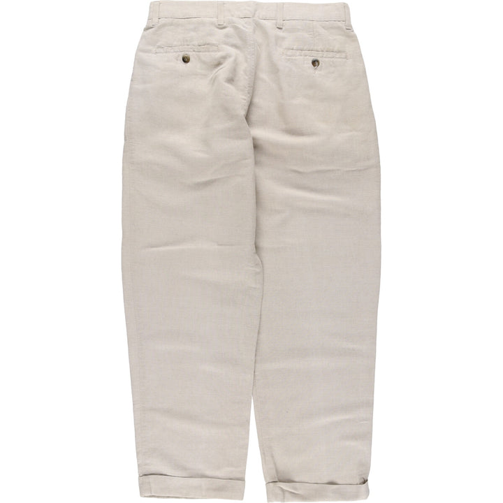 90'S Dockers Khakis Two-pleat Linen x Cotton Pants Slacks Men's W32 Vintage linen Beige type Vintage Second Hand