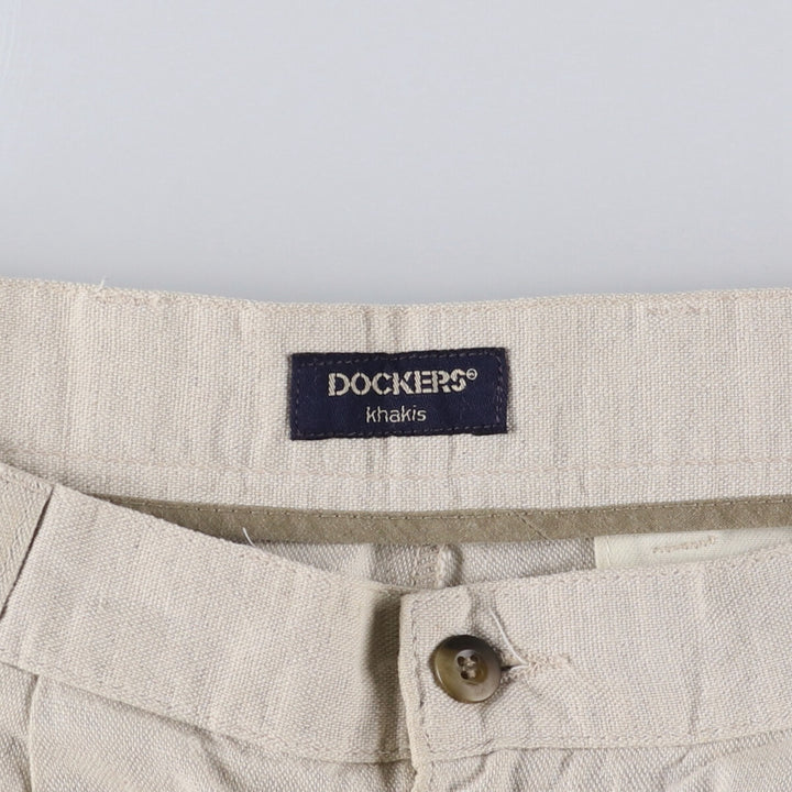 90'S Dockers Khakis Two-pleat Linen x Cotton Pants Slacks Men's W32 Vintage linen Beige type Vintage Second Hand