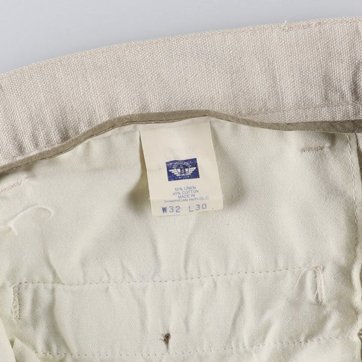 90'S Dockers Khakis Two-pleat Linen x Cotton Pants Slacks Men's W32 Vintage linen Beige type Vintage Second Hand