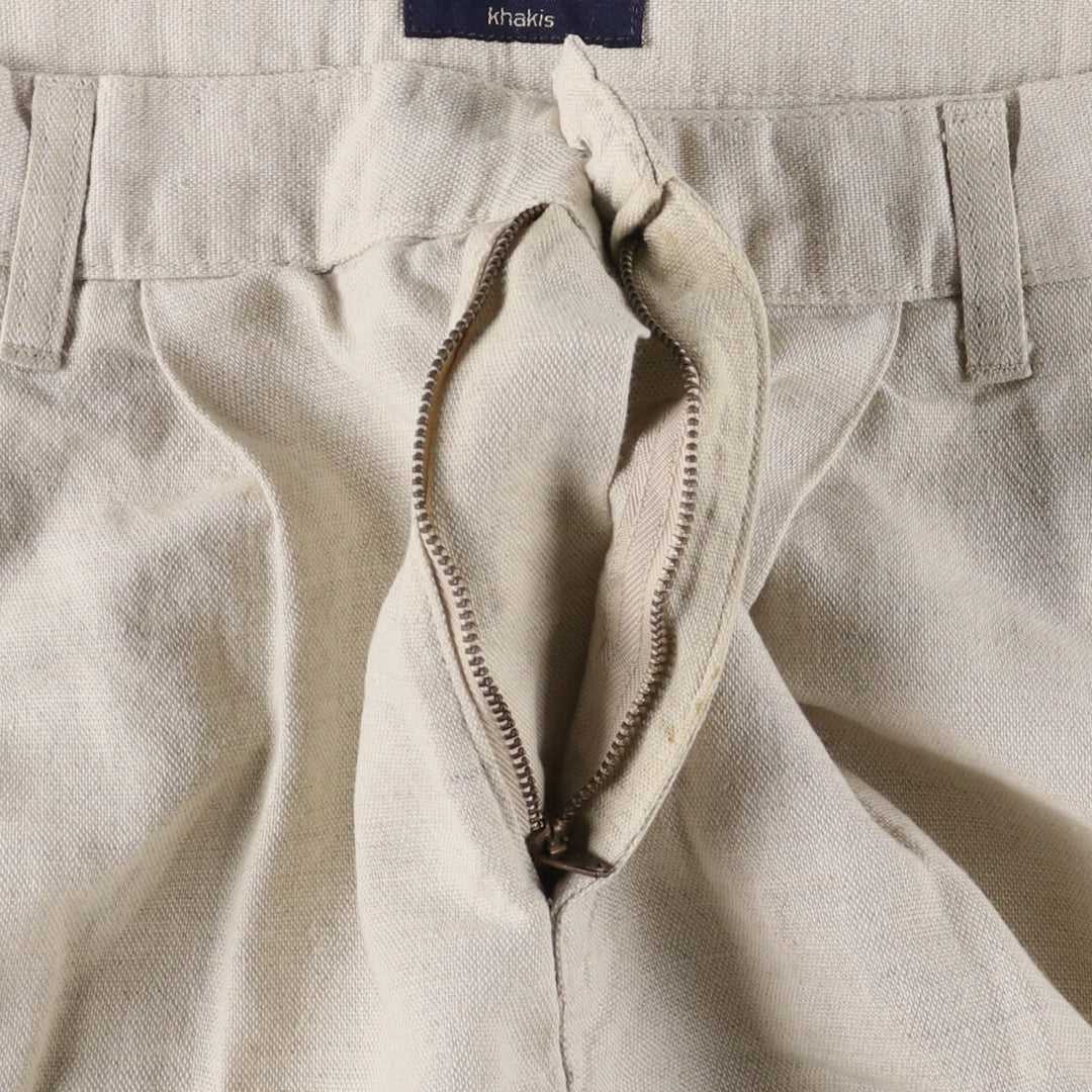 90'S Dockers Khakis Two-pleat Linen x Cotton Pants Slacks Men's W32 Vintage linen Beige type Vintage Second Hand