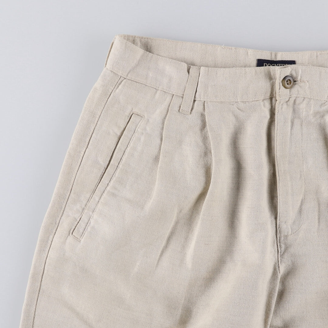 90'S Dockers Khakis Two-pleat Linen x Cotton Pants Slacks Men's W32 Vintage linen Beige type Vintage Second Hand
