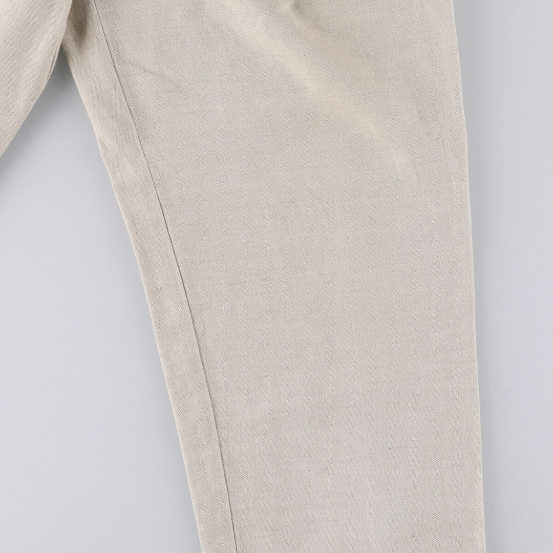 90'S Dockers Khakis Two-pleat Linen x Cotton Pants Slacks Men's W32 Vintage linen Beige type Vintage Second Hand