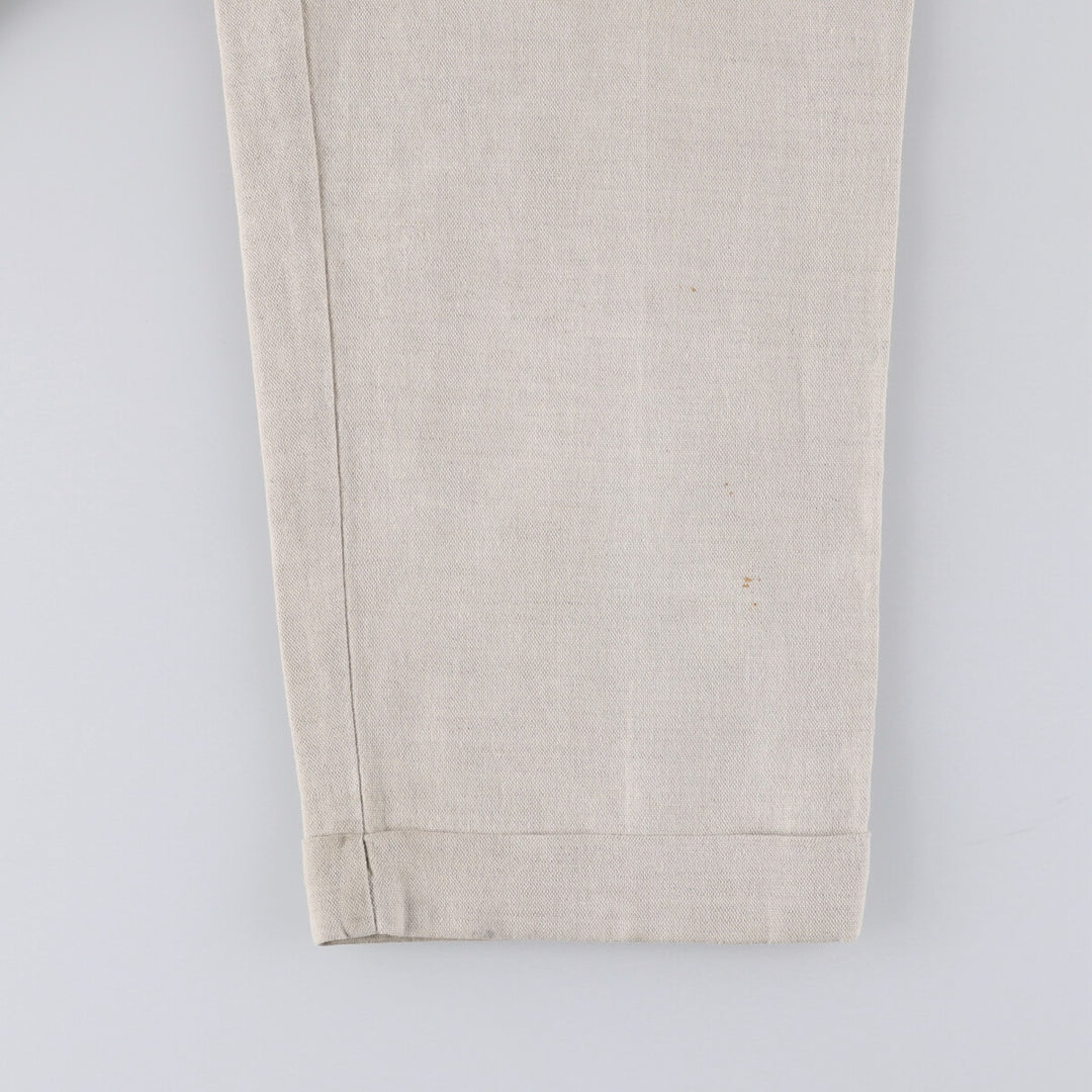 90'S Dockers Khakis Two-pleat Linen x Cotton Pants Slacks Men's W32 Vintage linen Beige type Vintage Second Hand