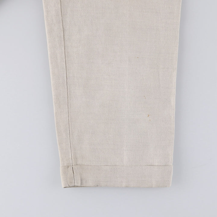 90'S Dockers Khakis Two-pleat Linen x Cotton Pants Slacks Men's W32 Vintage linen Beige type Vintage Second Hand