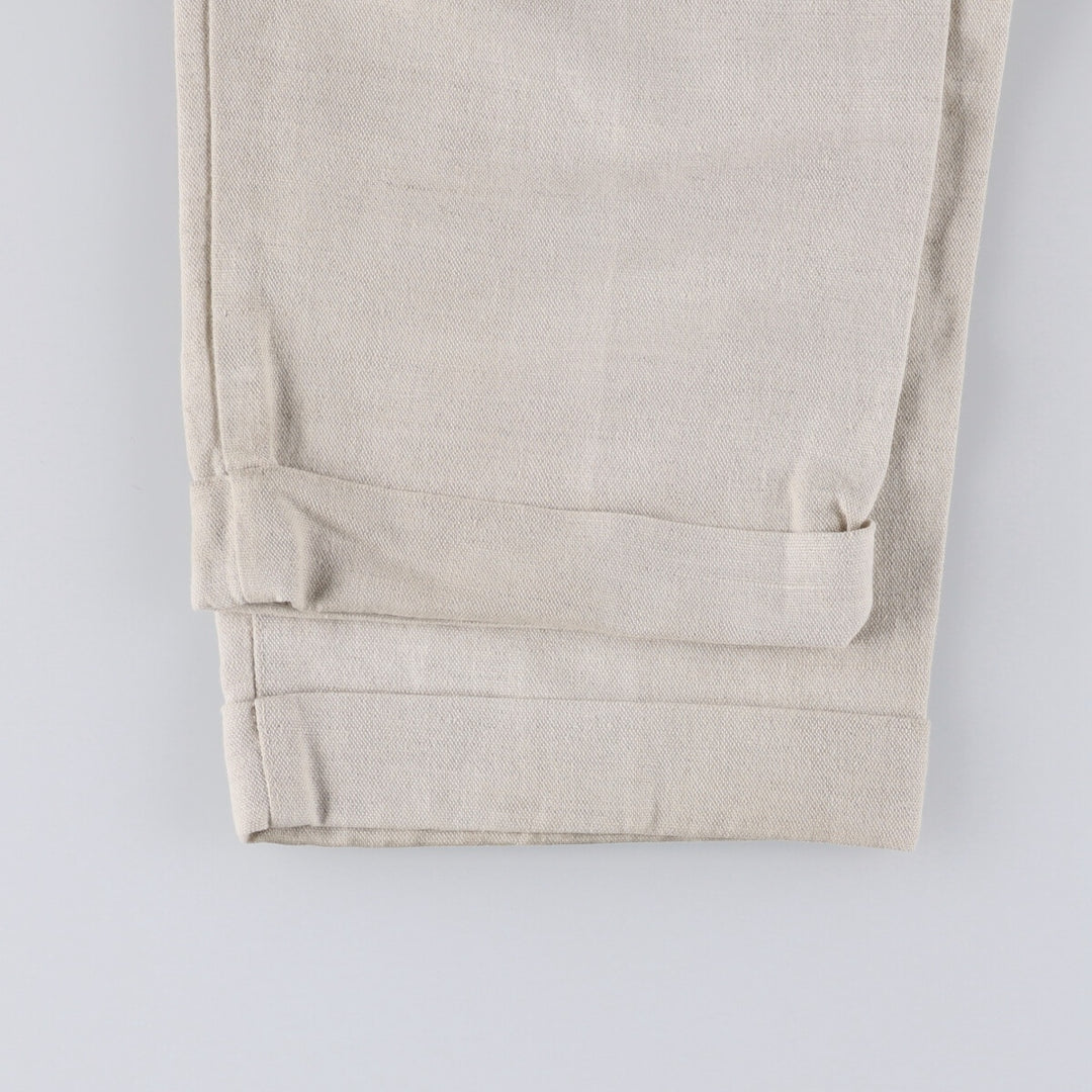 90'S Dockers Khakis Two-pleat Linen x Cotton Pants Slacks Men's W32 Vintage linen Beige type Vintage Second Hand